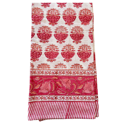 Pink Block Print Tablecloth
