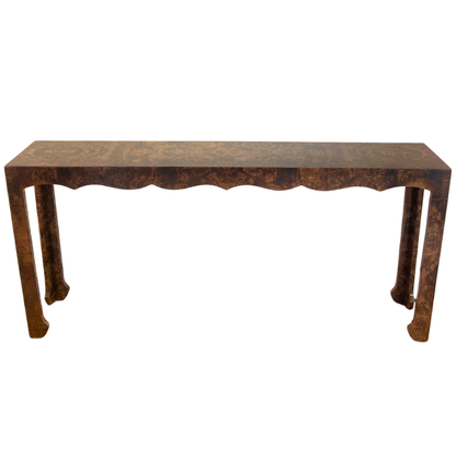 Custom Scallop Burl Console Table