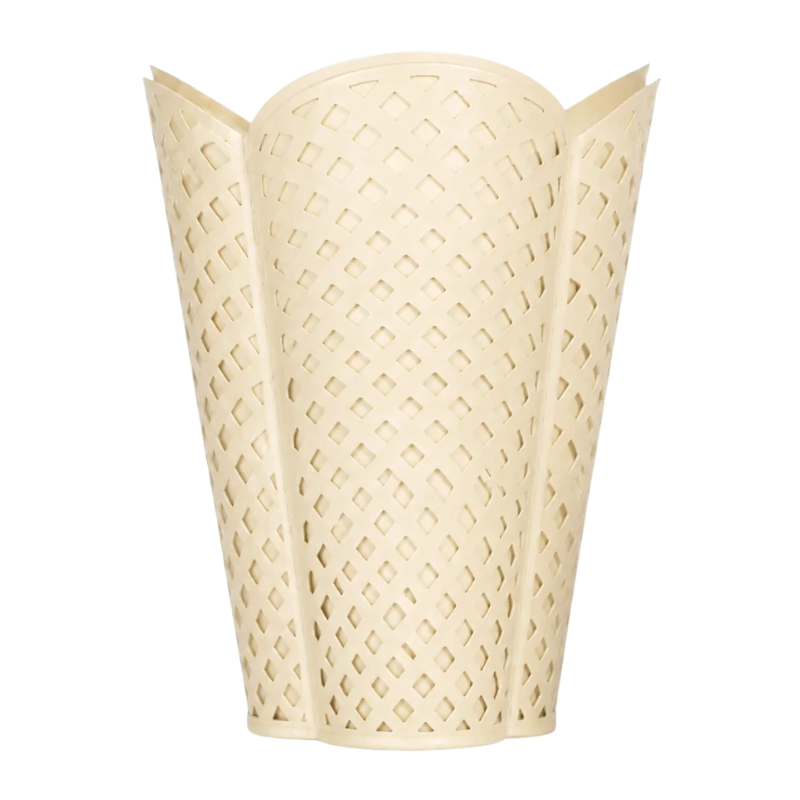 Cream Lattice Wastebasket