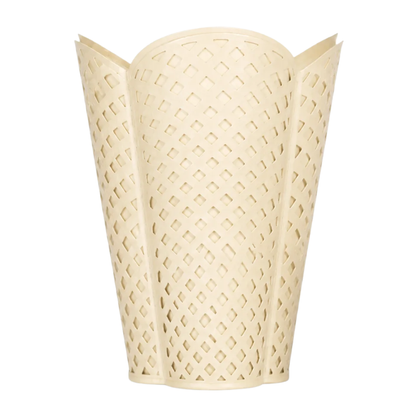 Cream Lattice Wastebasket