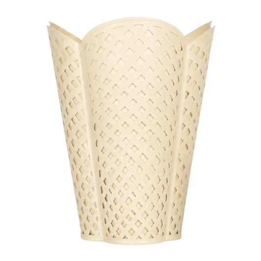 Cream Lattice Wastebasket