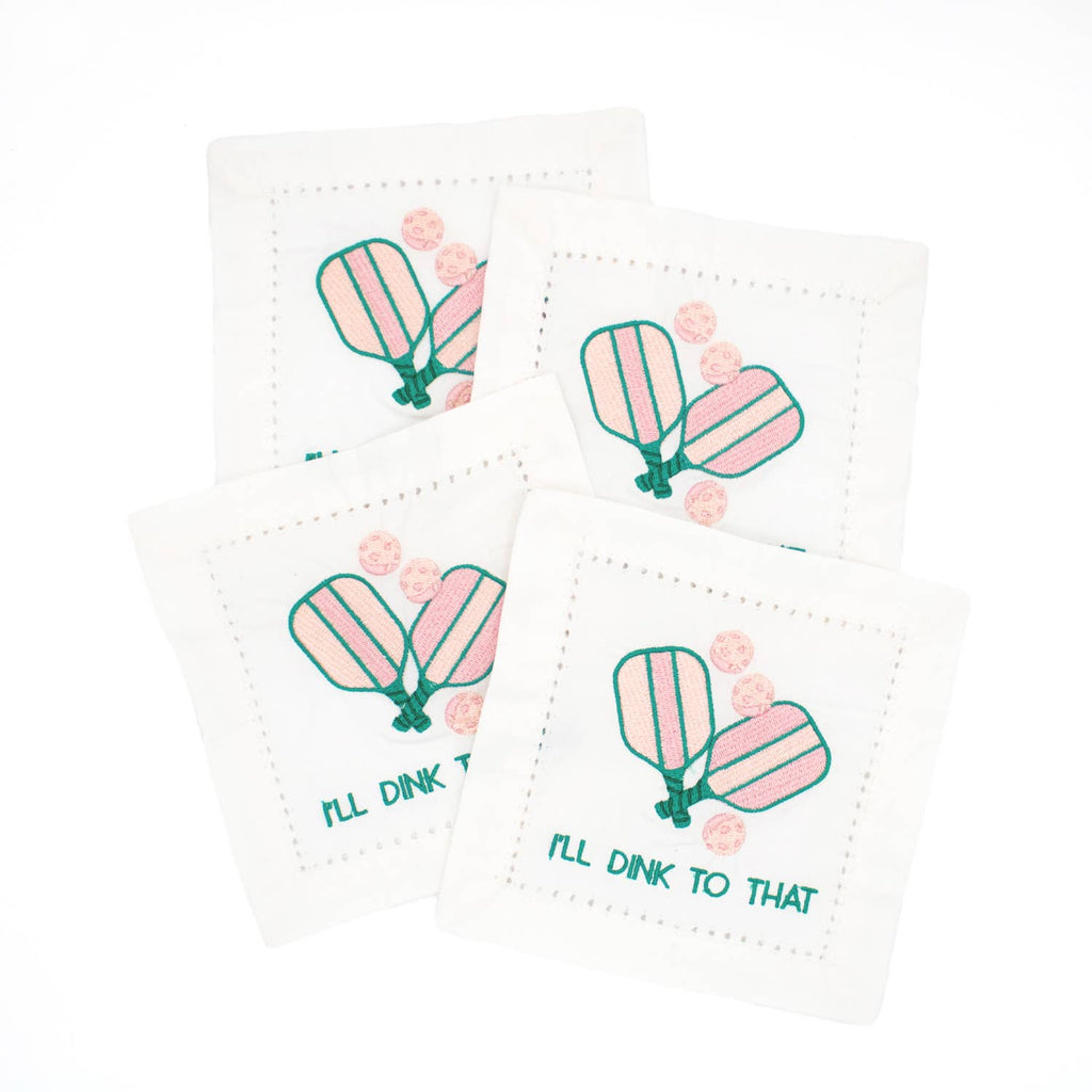 Pickleball Embroidered Cocktail Napkin Set