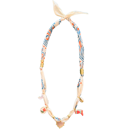White Heart Luck Bandana Necklace
