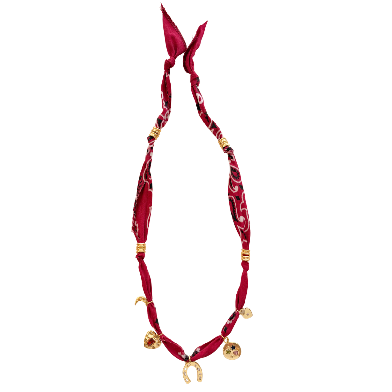 Red Horseshoe Luck Bandana Necklace