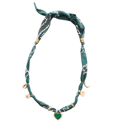 Green Heart Luck Bandana Necklace