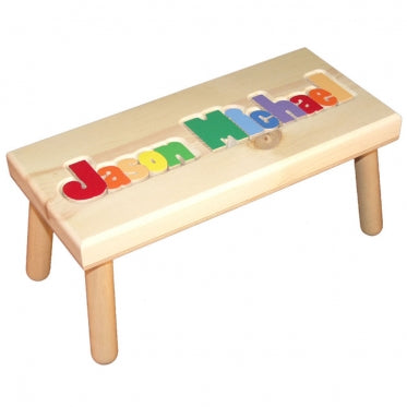 Large Name Puzzle Stool in Primary Colors