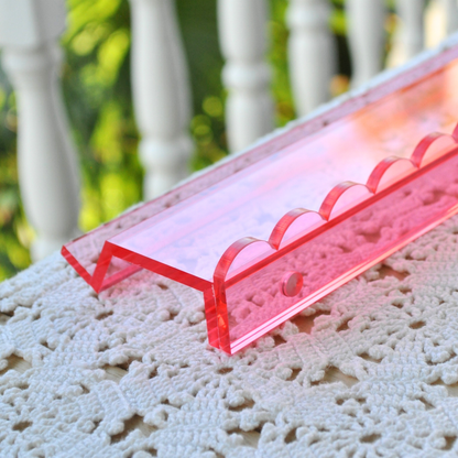 Pink Acrylic Mahjong Rack and Pusher, Set of 4