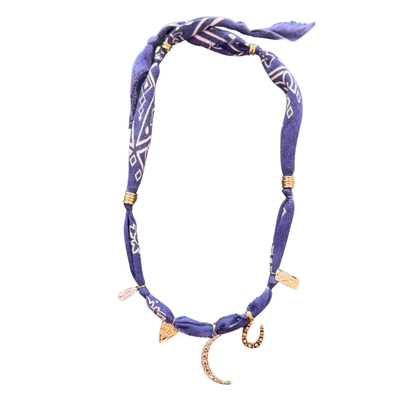 Blue Crescent Luck Bandana Necklace