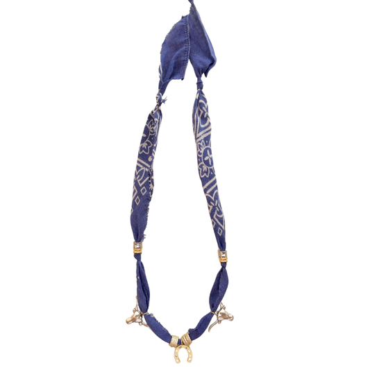 Blue Longhorn Luck Bandana Necklace