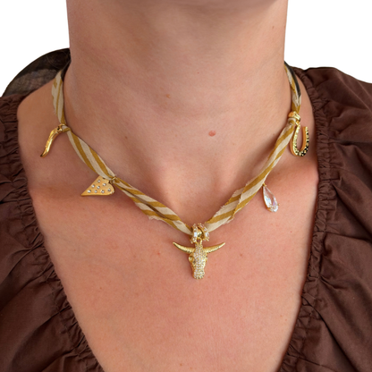 Tan Longhorn Luck Bandana Necklace