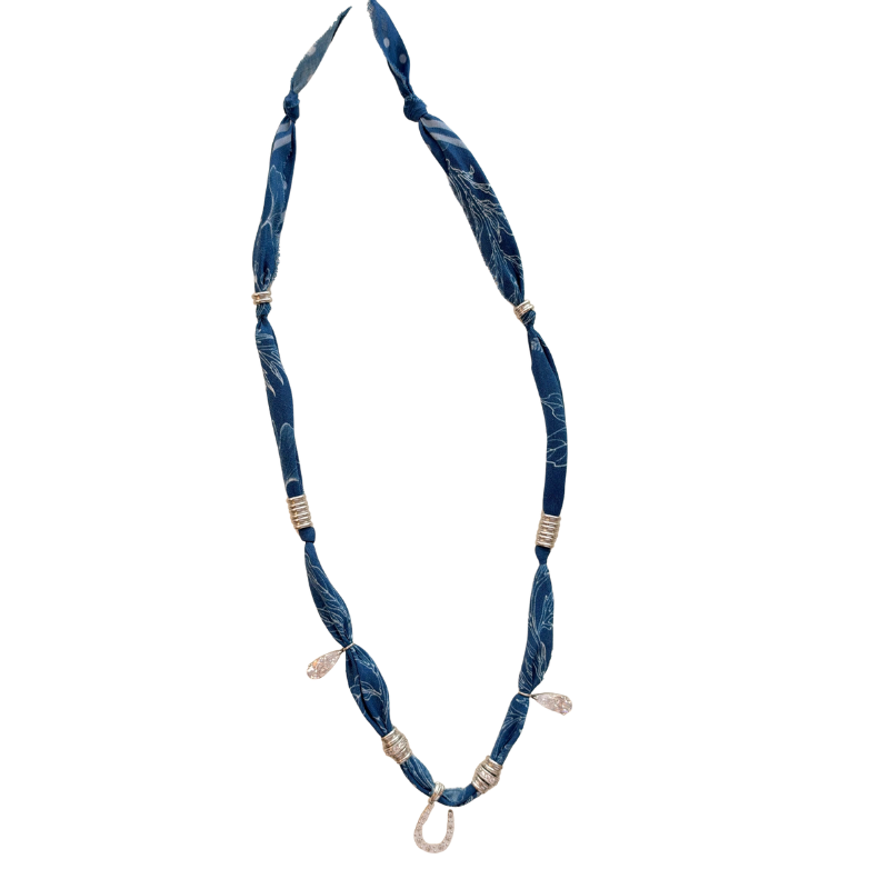 Blue Horseshoe Luck Bandana Necklace