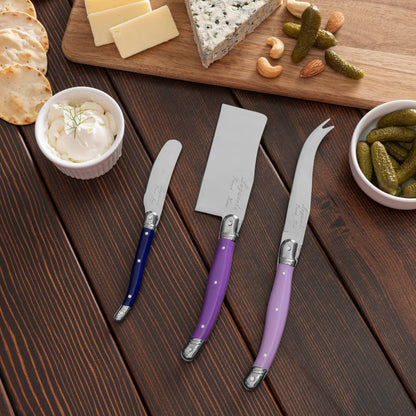 Set of 3 Cheese Knives in Plum Rose