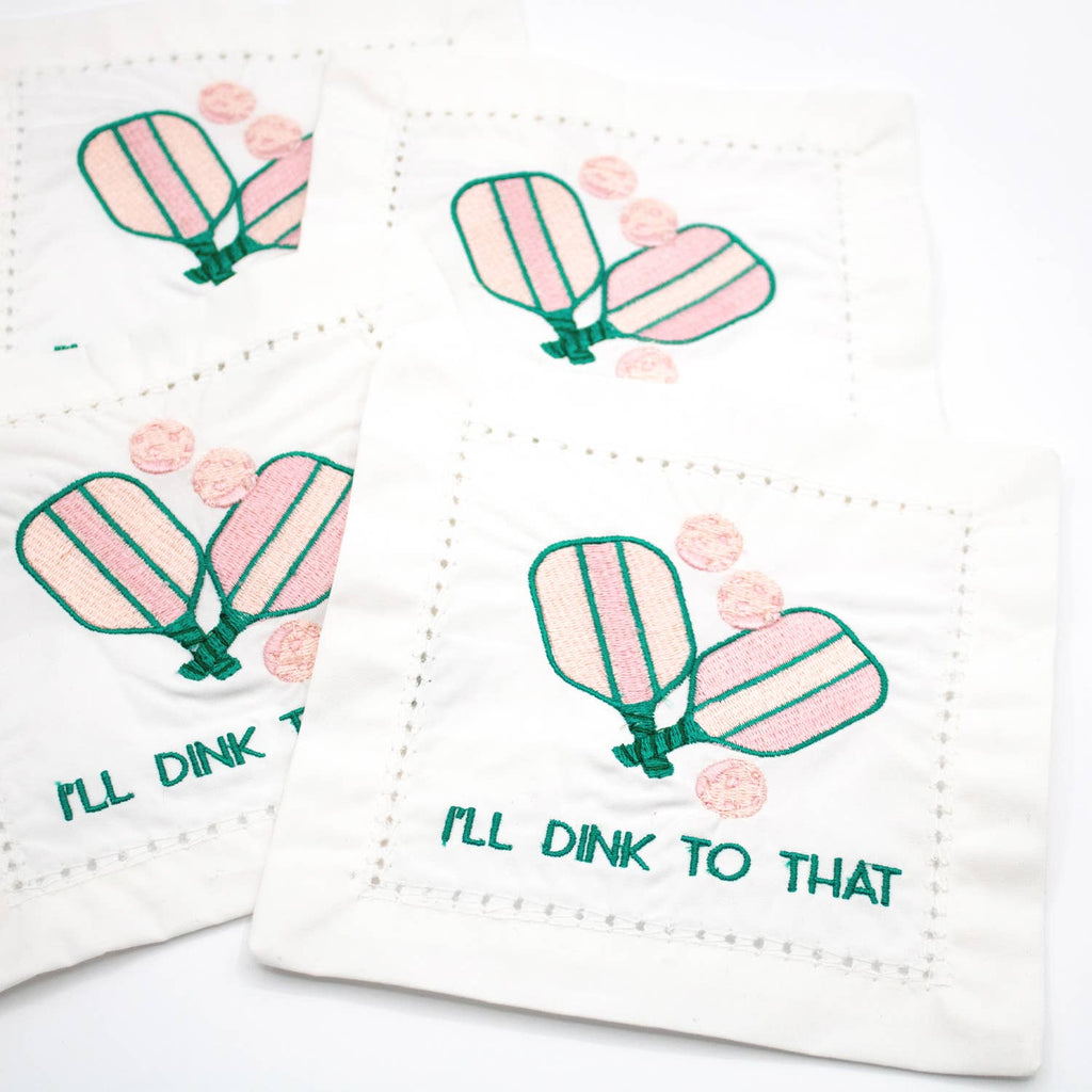 Pickleball Embroidered Cocktail Napkin Set