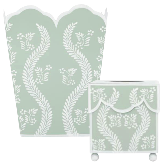 Sage Green Square Trellis Wastepaper Basket