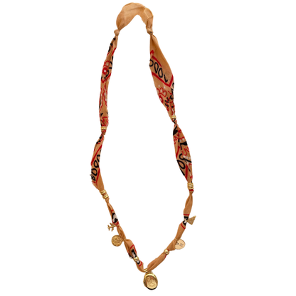 Tan Locket Luck Bandana Necklace