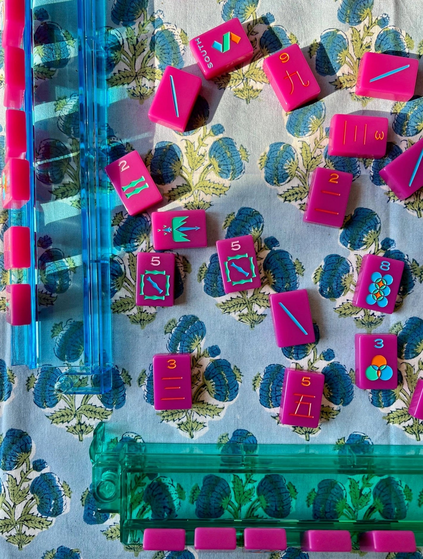 Poms Square Tablecloth in Bluebird