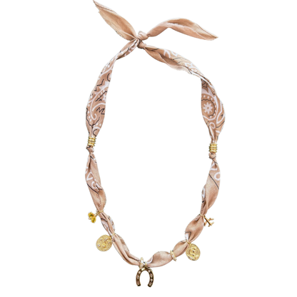 Tan Horseshoe Luck Bandana Necklace