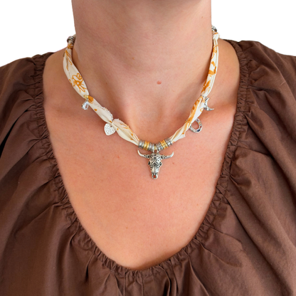 Tan Longhorn Luck Bandana Necklace