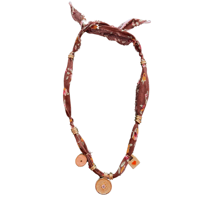 Burnt Orange Coin Luck Bandana Necklace