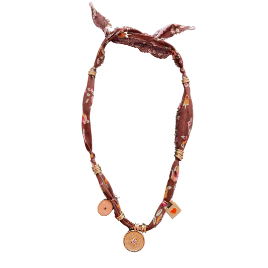 Burnt Orange Coin Luck Bandana Necklace