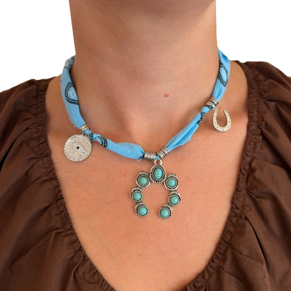 Light Blue Luck Bandana Necklace