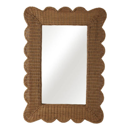 Wicker Scalloped Edge Mirror