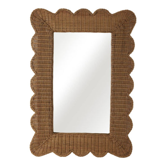 Wicker Scalloped Edge Mirror