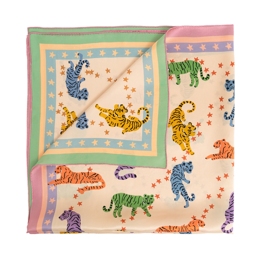 Neon Tigers Silk Scarf