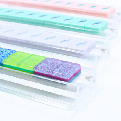 Blue Acrylic Mahjong Pushers, Set of 4