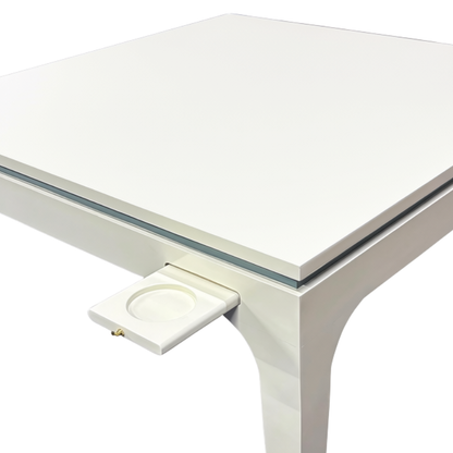 Beverly Hills Game Table in White Dove with Cupholders