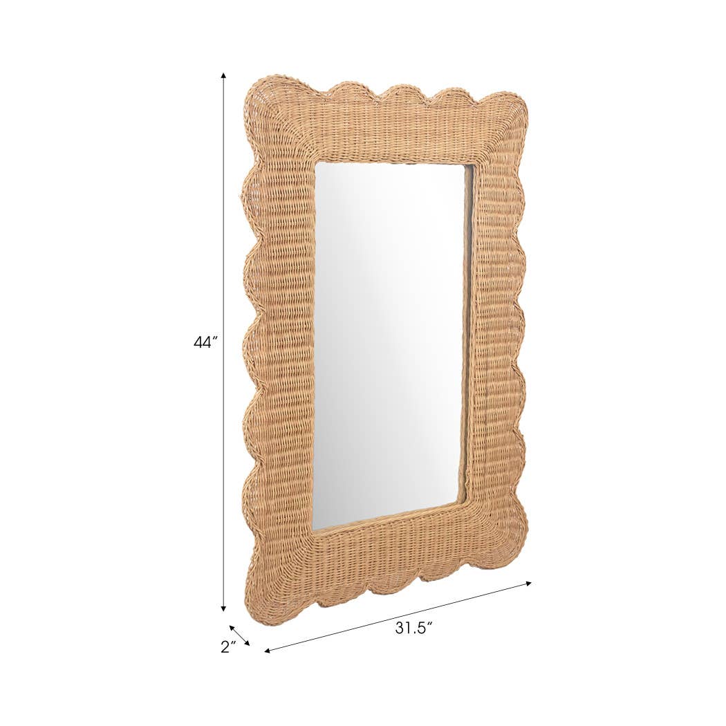 Wicker Scalloped Edge Mirror