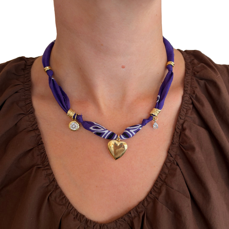 Purple Heart Luck Bandana Necklace