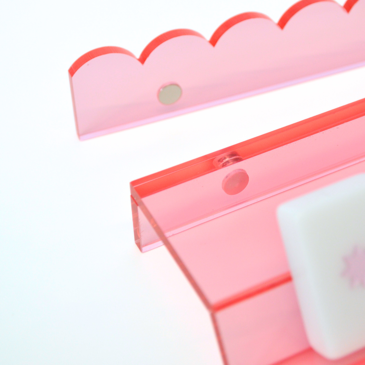 Pink Acrylic Mahjong Rack and Pusher, Set of 4