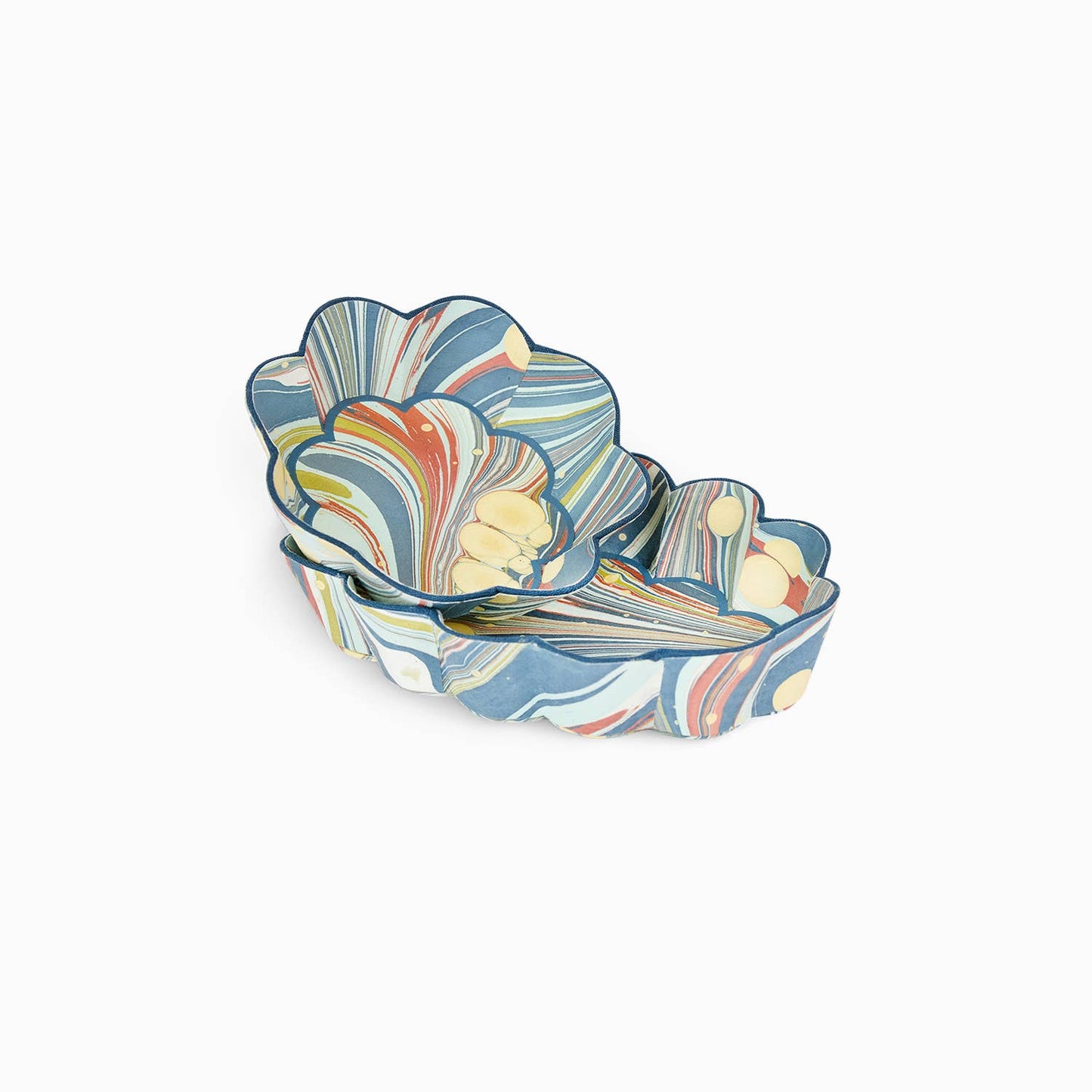 Flower Petal Oval Desk Tray in Ocean Firewhirl