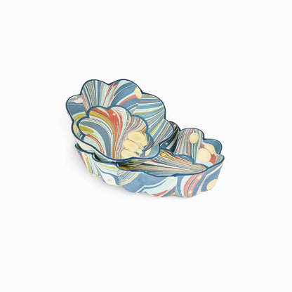 Flower Petal Oval Desk Tray in Ocean Firewhirl