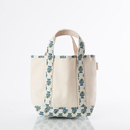 Blue Block Print Handy Open Tote