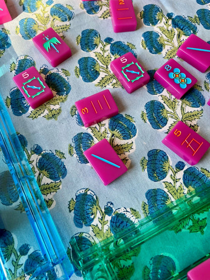 Poms Square Tablecloth in Bluebird