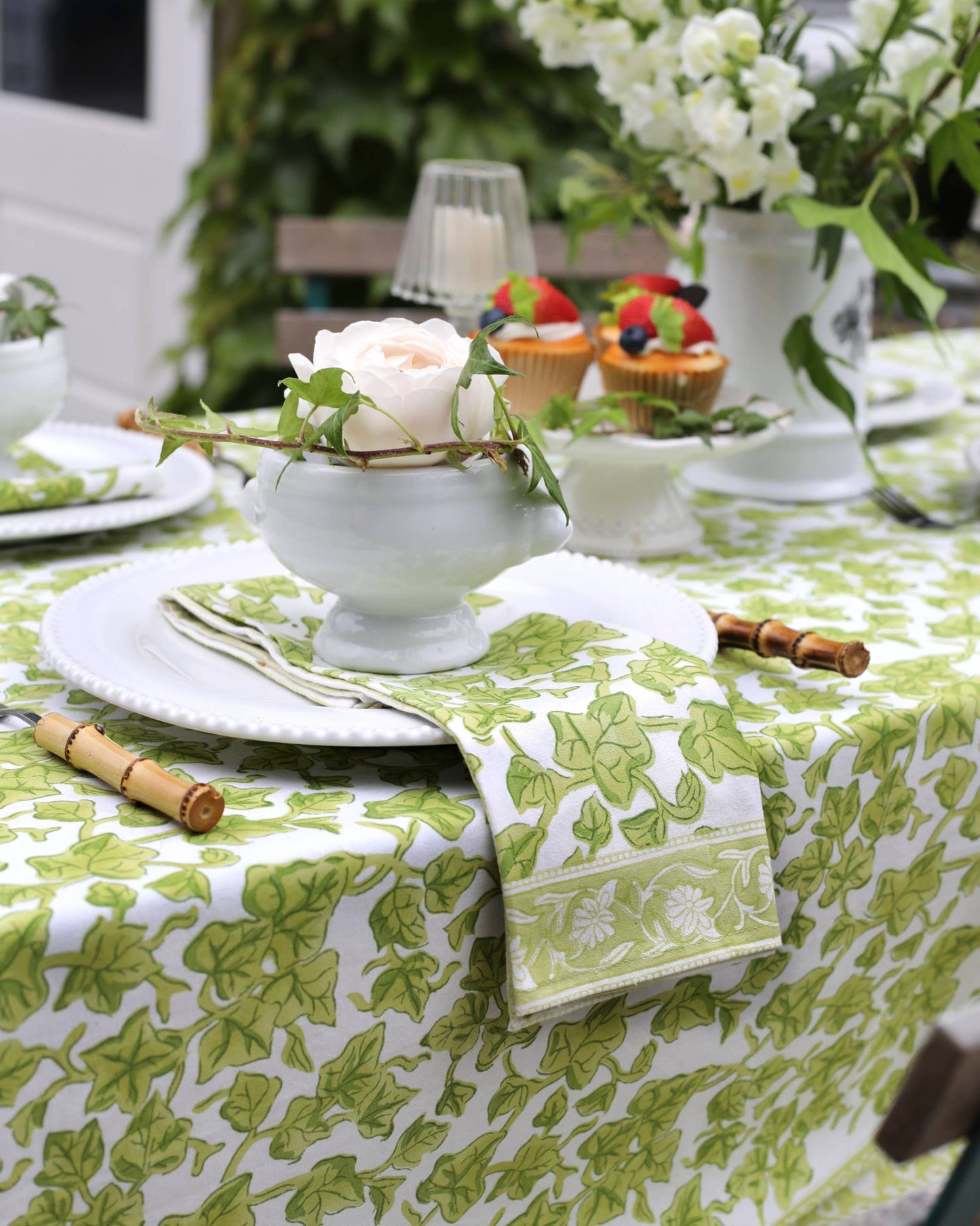 Ivy Block Print Tablecloth