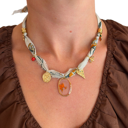 Glass Charm Luck Bandana Necklace