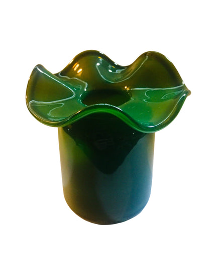 Ruffle Bud Vase in Dark Green