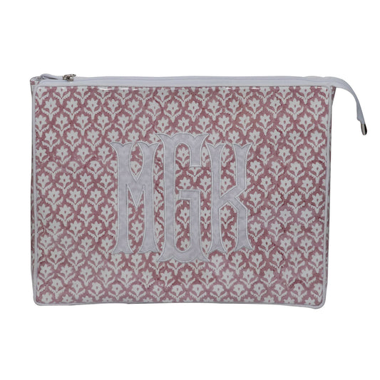 Pink Block Print Pouch