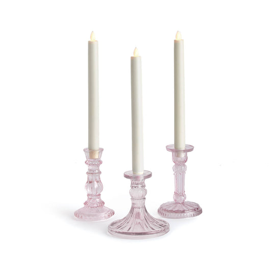 Set of 3 Pink Taper Candle Holders