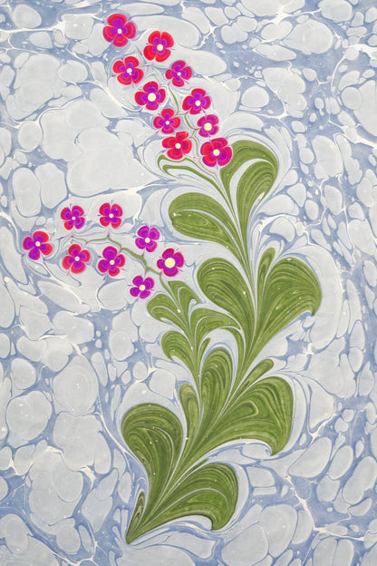 Marbled Flower Print in Blue