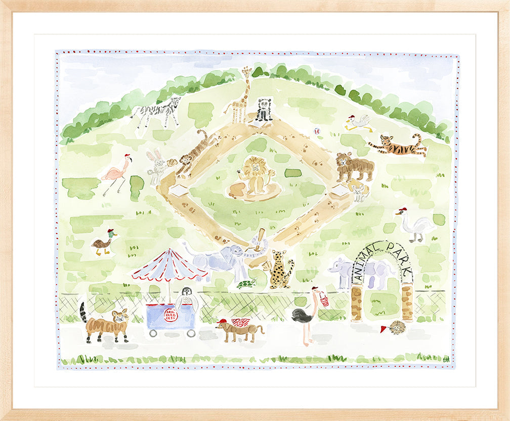 The "Animal Ballpark" Baseball Menagerie Fine Art Print