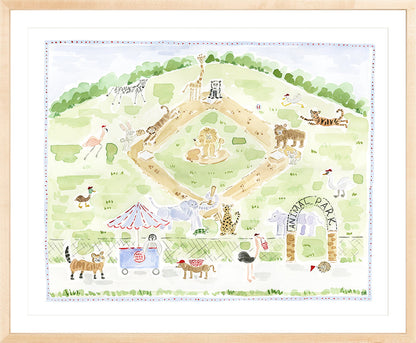 The "Animal Ballpark" Baseball Menagerie Fine Art Print