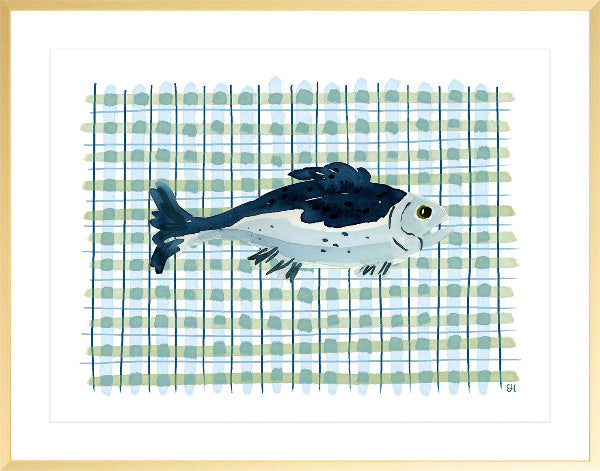 "Deep Sea Plaids No. 2" Watercolor Fish Fine Art Print