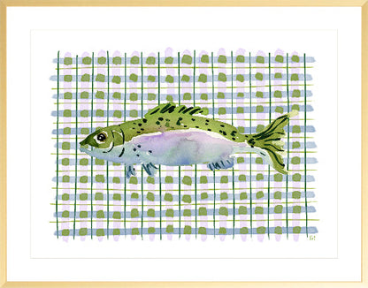 The "Deep Sea Plaids No. 1" Watercolor Fish Fine Art Print