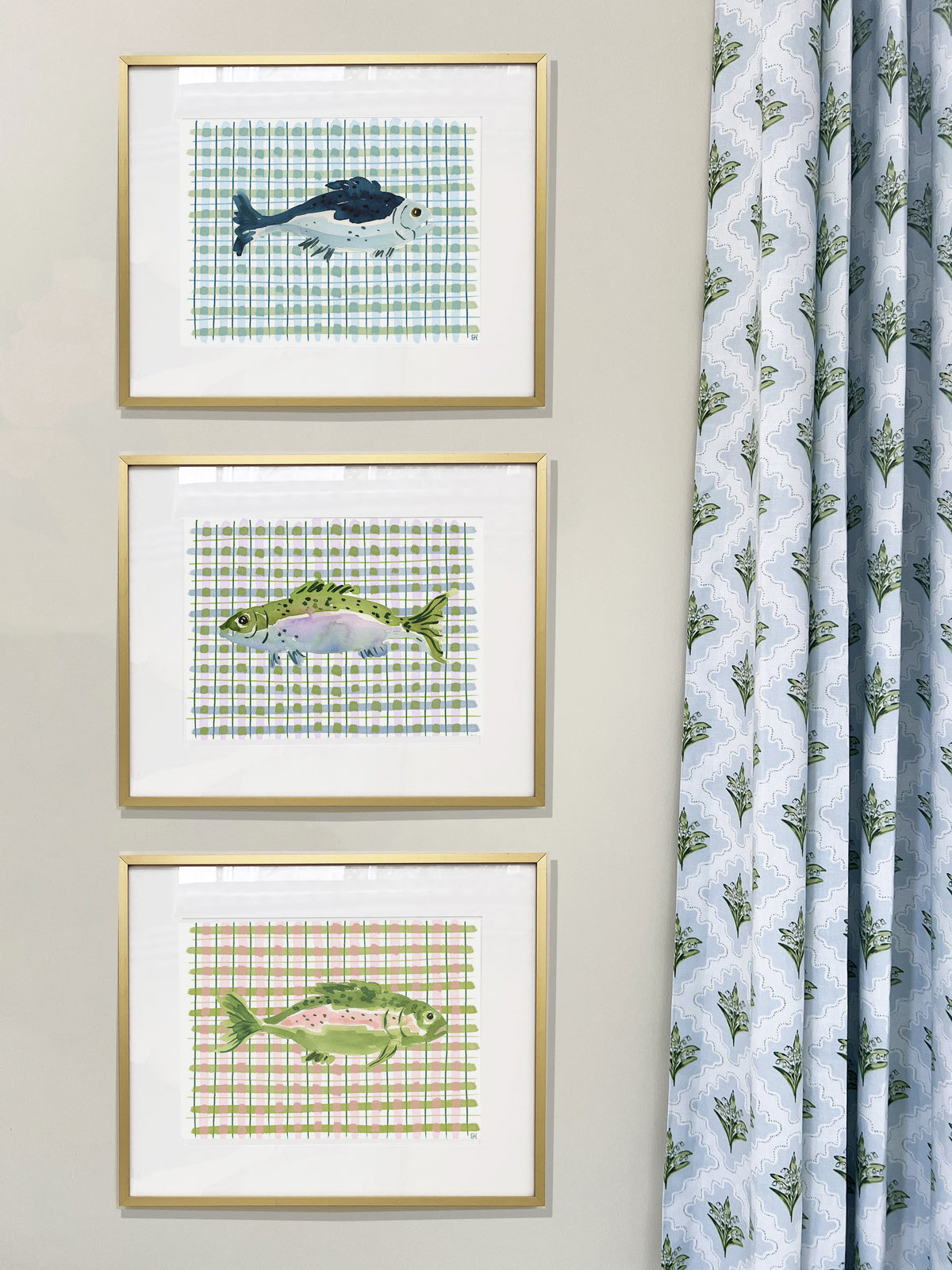 The "Deep Sea Plaids No. 1" Watercolor Fish Fine Art Print