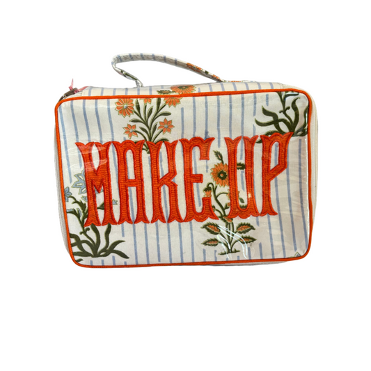 Block Print Top Handle Cosmetic Case