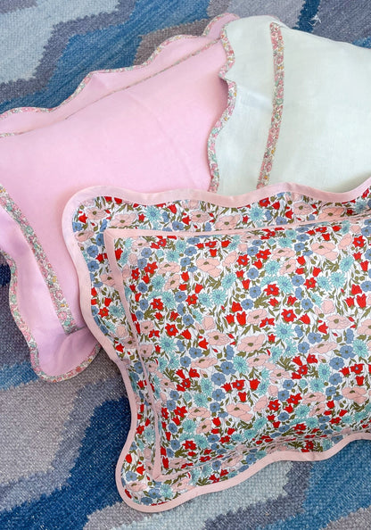 Liberty Poppy and Daisy with Pink Boudoir Pillow